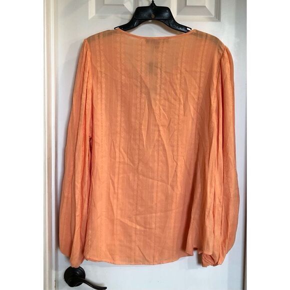 TOMMY HILFIGER - 🎉HP🎉NWT - L Sz XL Textured Tie Puff-Sleeve Peasant Top/Coral - Picture 8 of 16